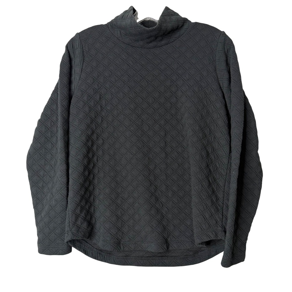 J. Crew Factory Quilted Mockneck Pullover Womens XXS Black Athleisure Casual‎